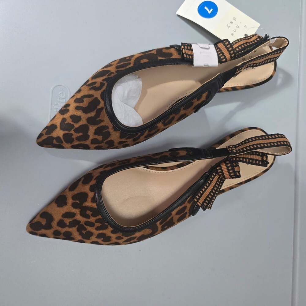 A New Day Slingback Flats Size 7 Leopard Print